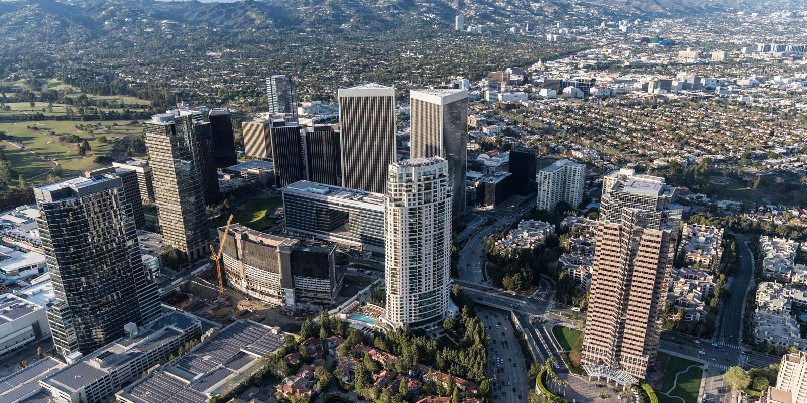 Aerial view of Los Angeles Century City.